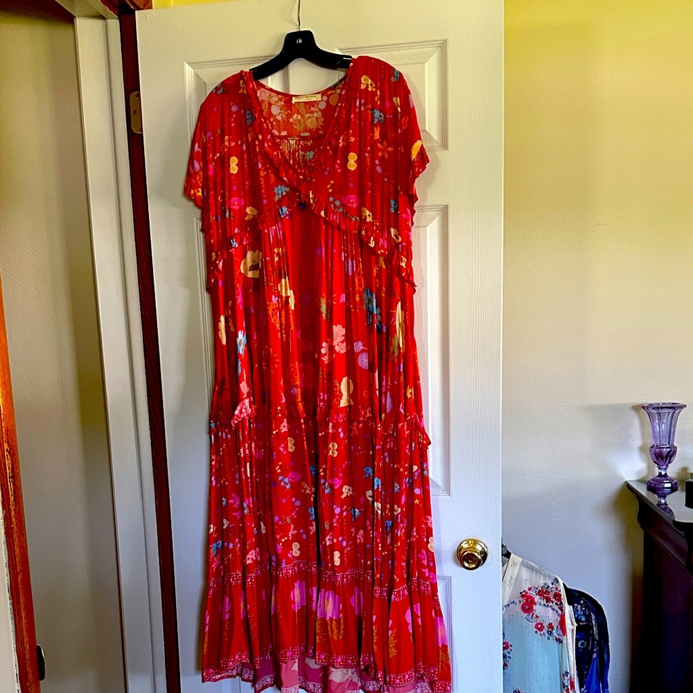 Spell & The Gypsy’s for Free People Red Floral Maxi Dress. EUC